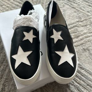 NIB J/slides Black & White America Star Patterned Slip Sneakers Size 7